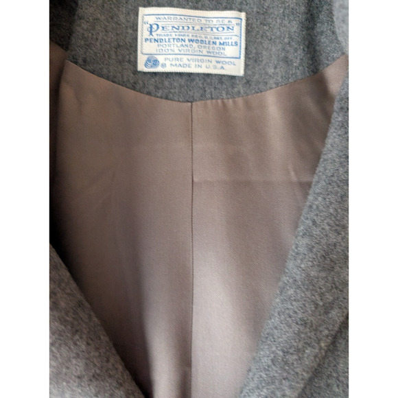 Vintage Pendleton 100% Virgin Wool Blazer Gray Single Button Heritage Classic LG - Picture 14 of 15